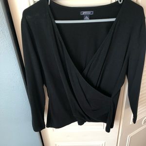 American living Women dark grey open blouse size L